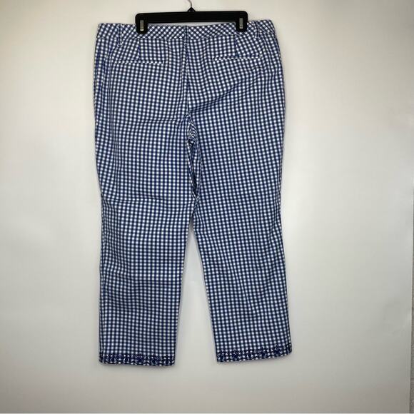 Talbots women's gingham ankle cropped pants blue white size 16 - Picture 4 of 10